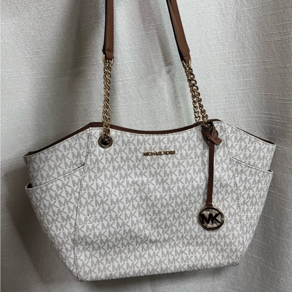 Michael Kors Cream and Brown Signature Tote